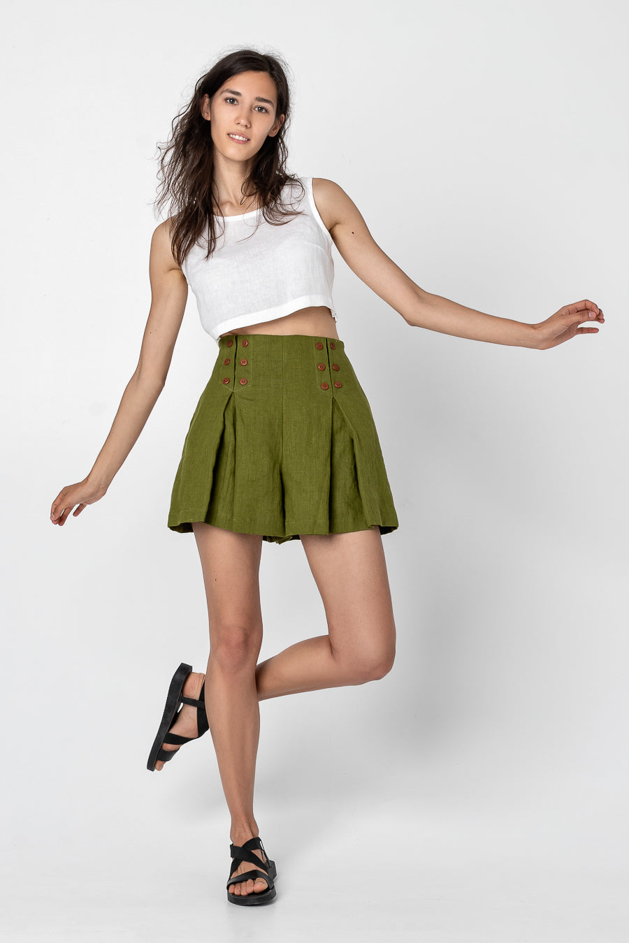 AKARI | Linen shorts with pockets - Mezzoroni