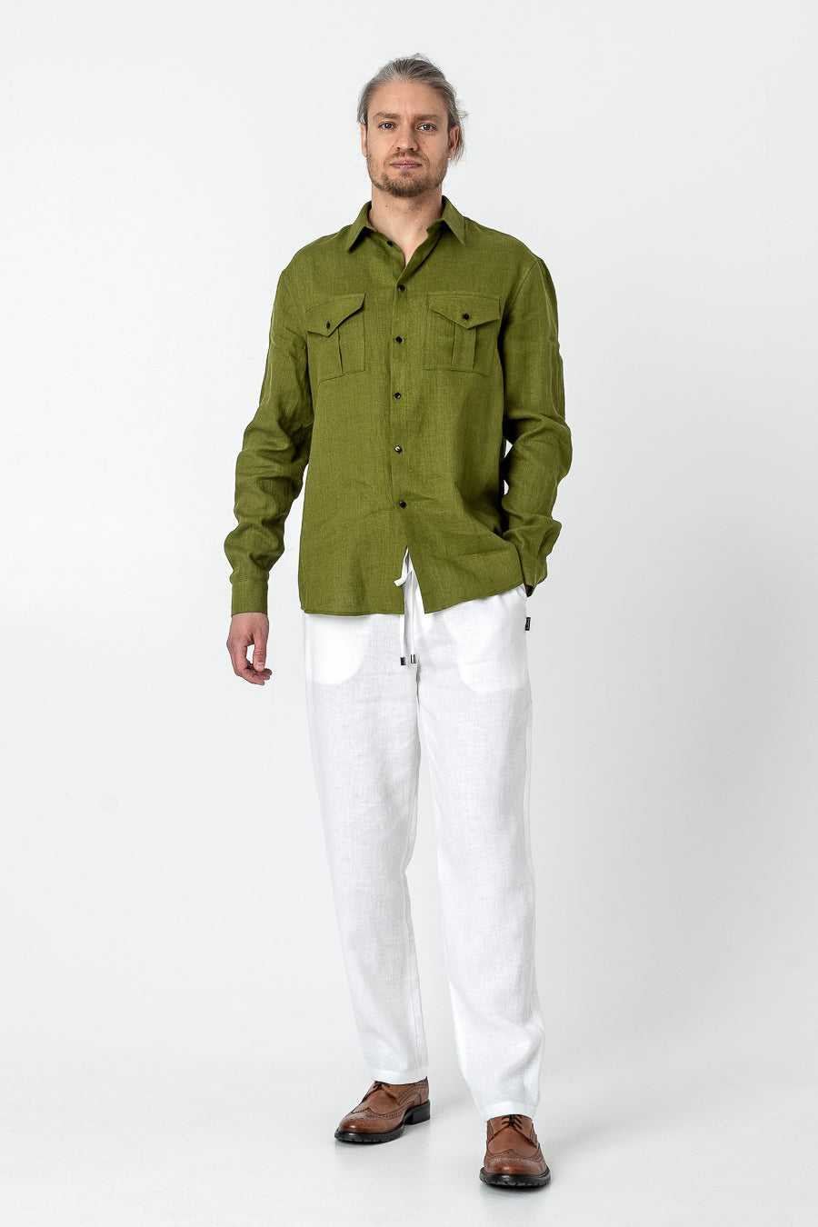 KAITO | Long sleeve linen shirt with pockets - Mezzoroni