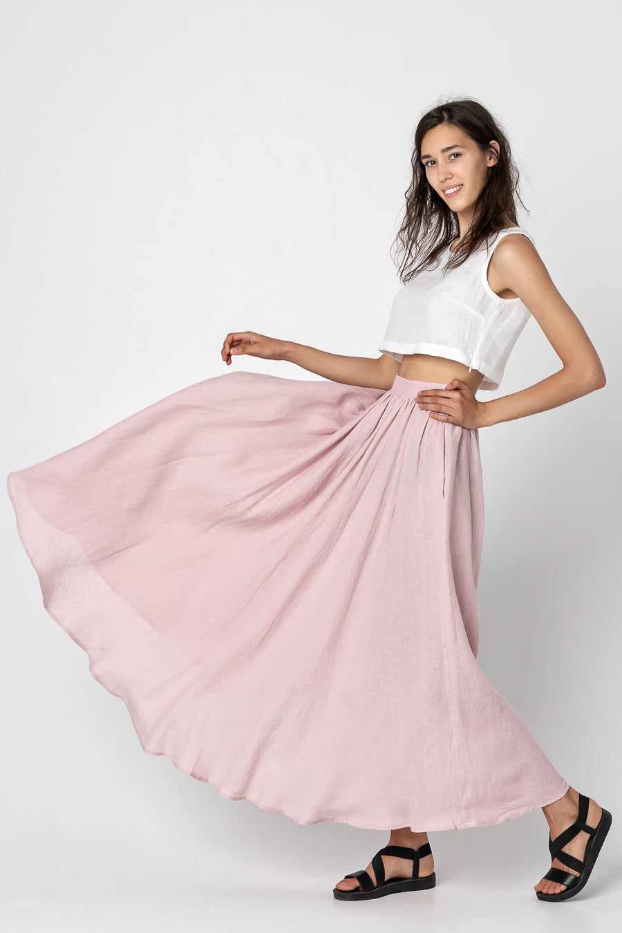 MONA | Linen skirt with pockets - Mezzoroni