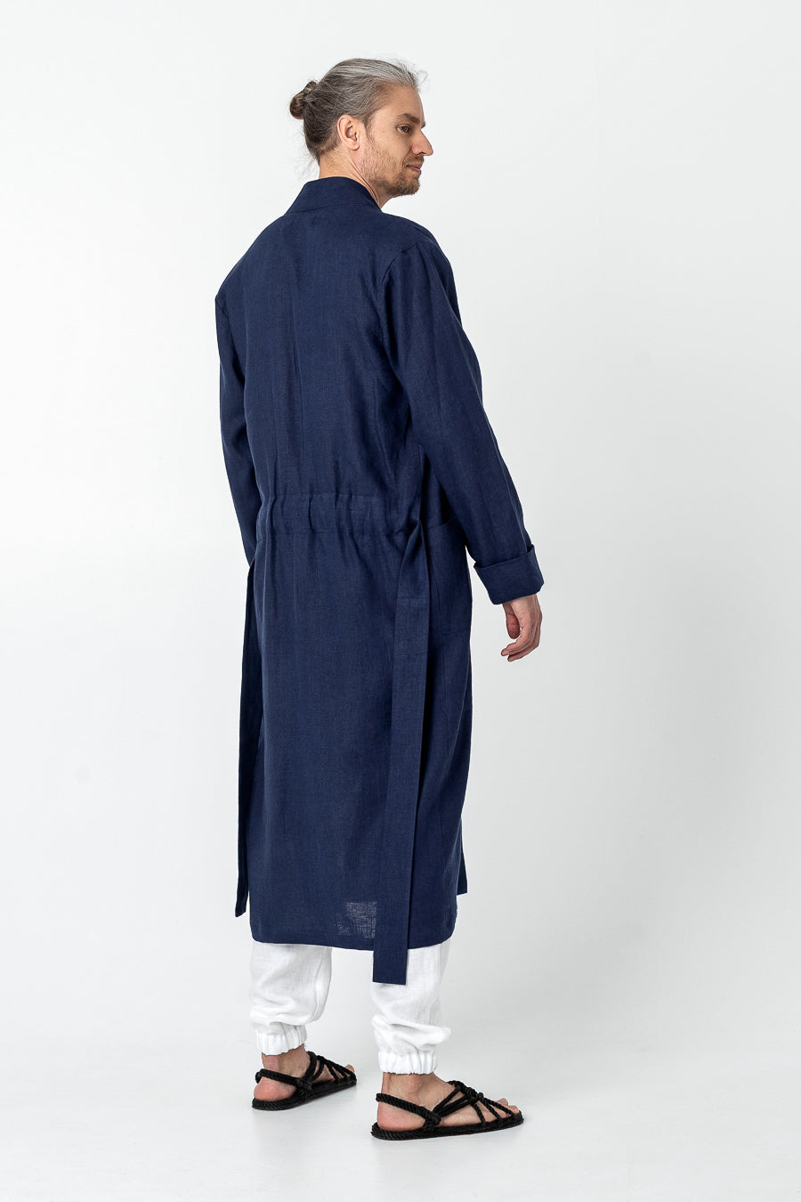 Long Linen Japanese Kimono Robe / Cardigan for Men / Grey