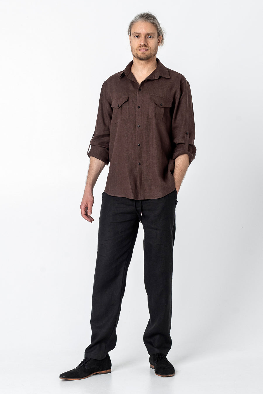 KAITO | Long sleeve linen shirt with pockets - Mezzoroni