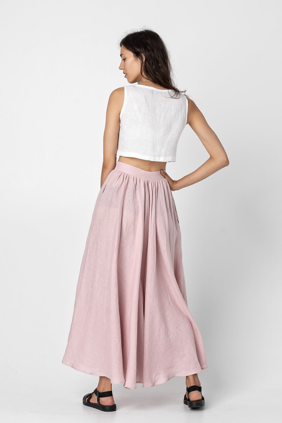 MONA | Linen skirt with pockets - Mezzoroni