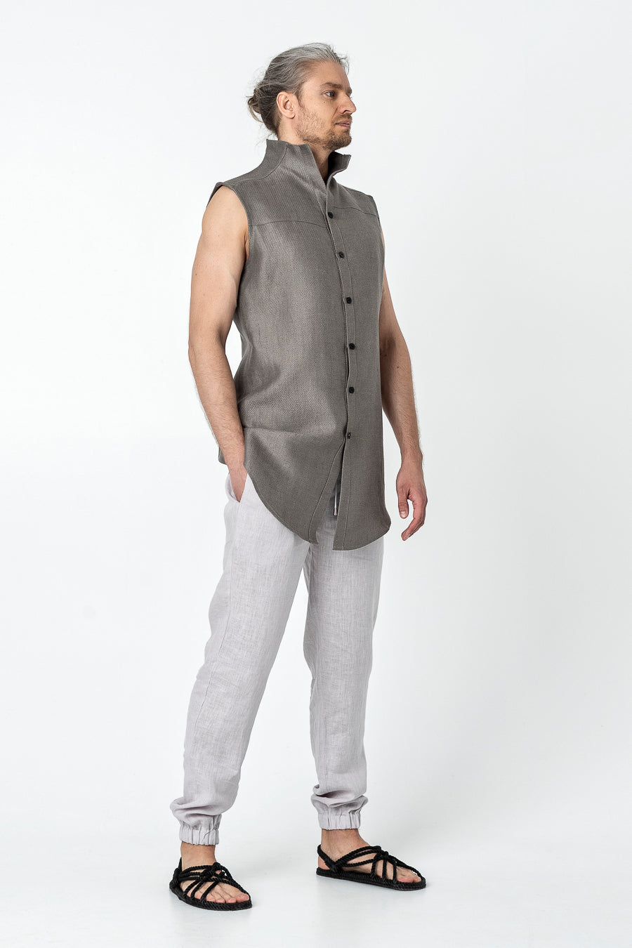 SHIRO | Linen modern vest for men - Mezzoroni