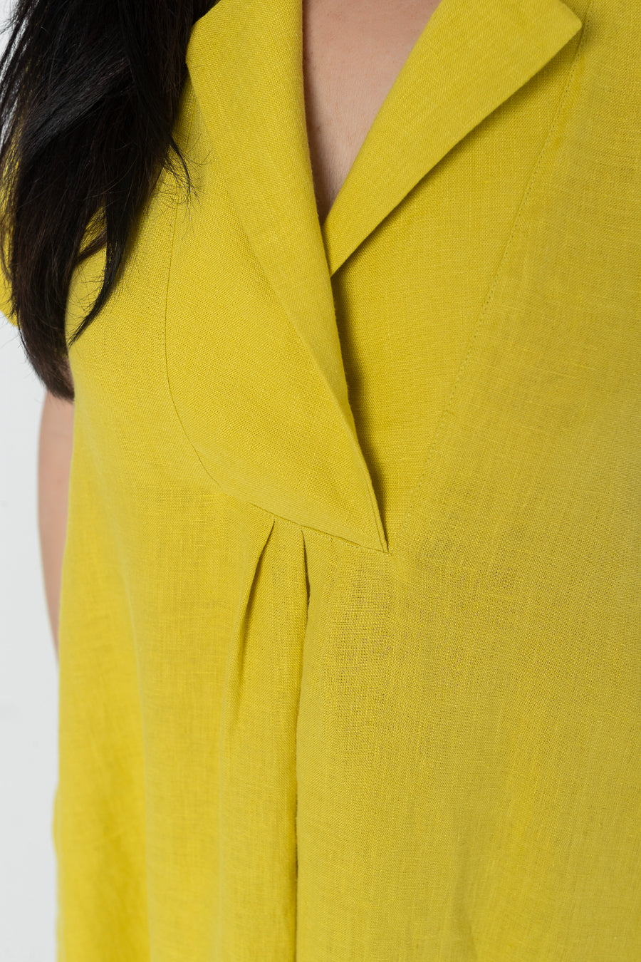 YUNA | Linen dress with pockets and collar - Mezzoroni