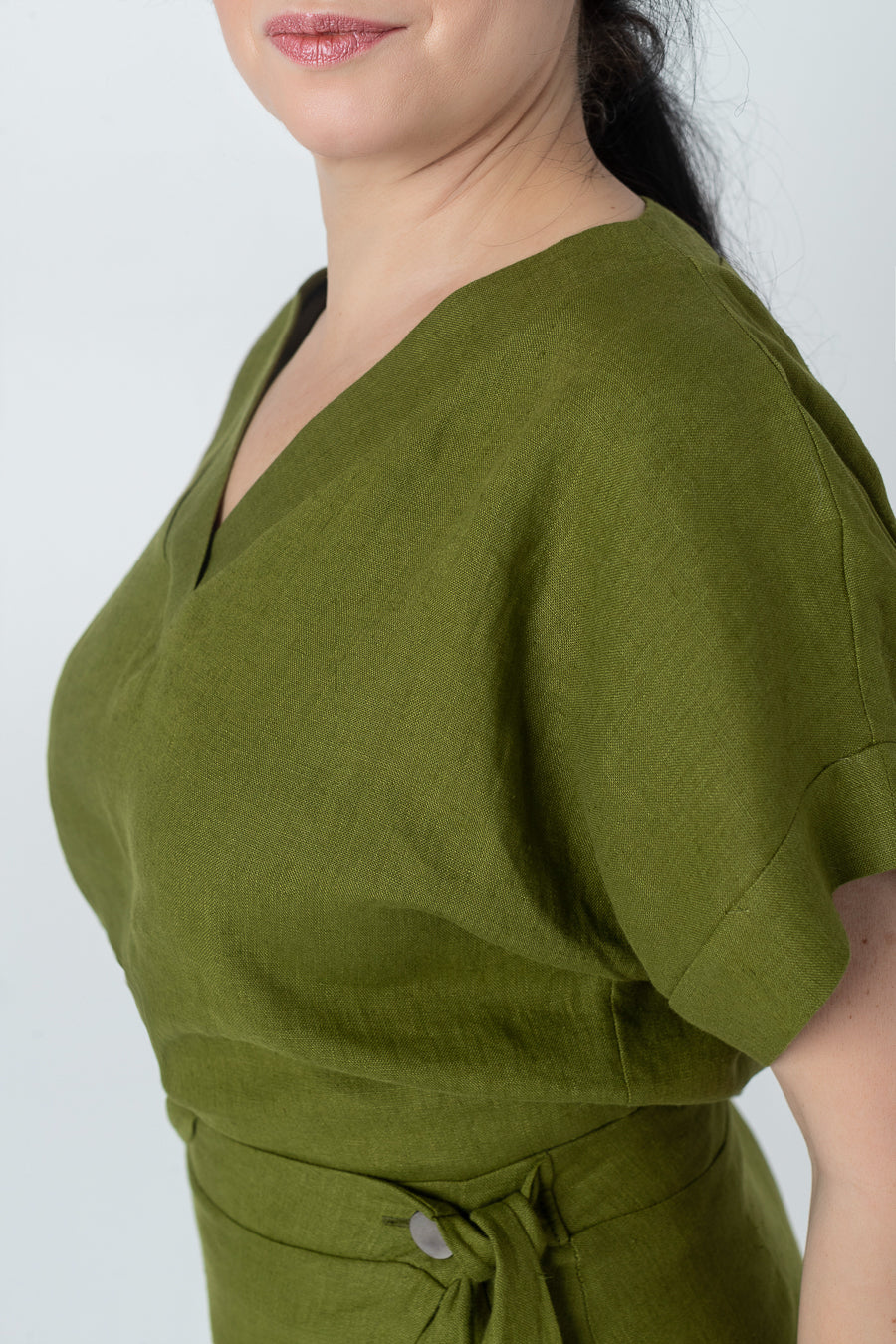 SELINA | Loose elbow sleeve linen blouse - Mezzoroni