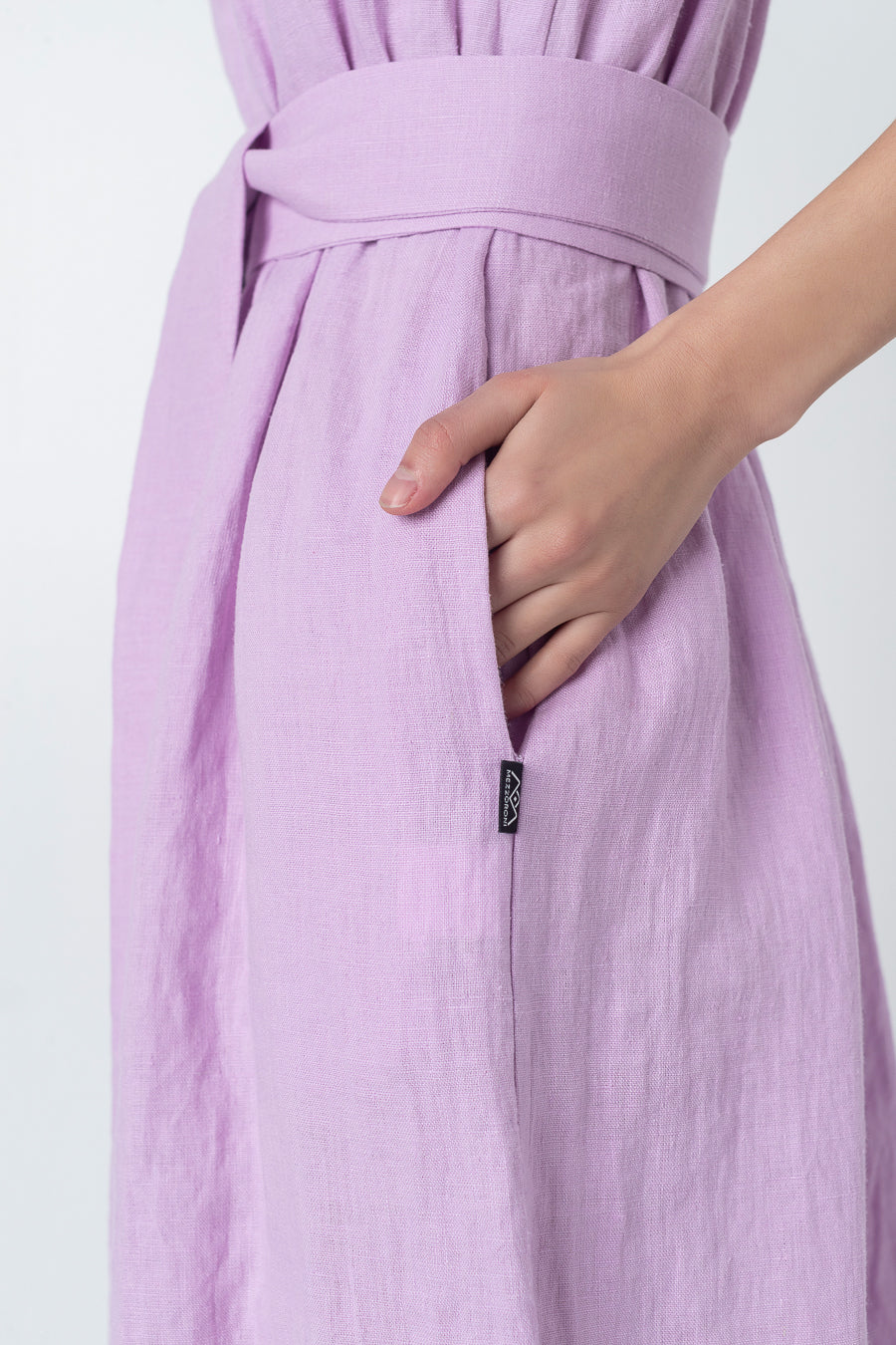 SOTIRA | Short sleeve linen dress - Mezzoroni