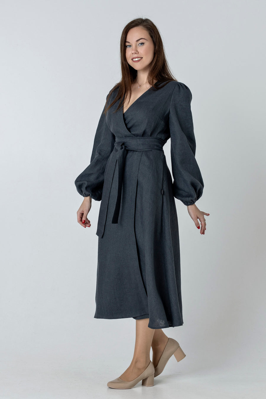 MIDORI | Flowy Linen Wrap Dress