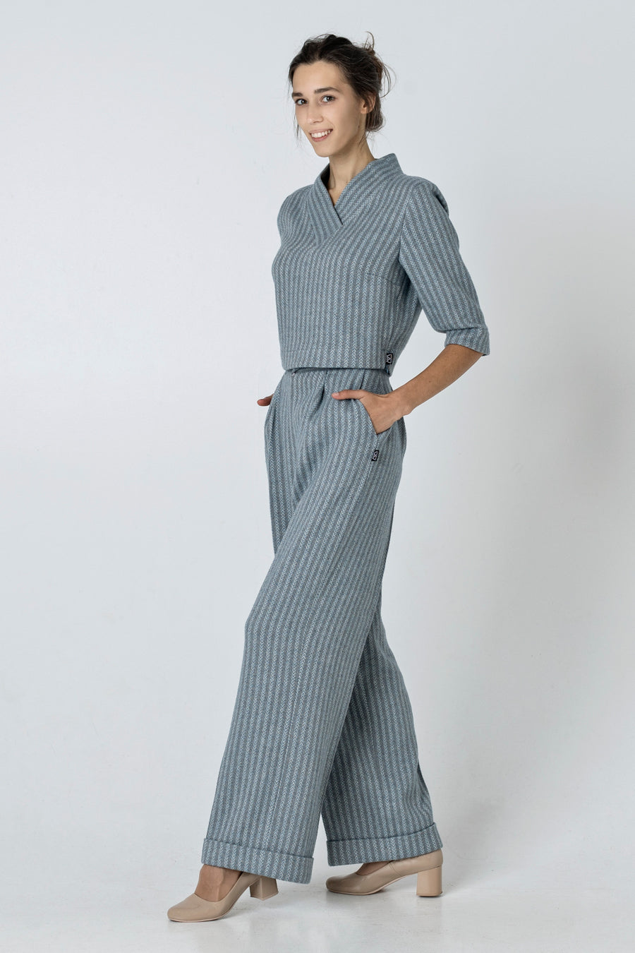 ZENA | shawl collar pullover top wool & linen