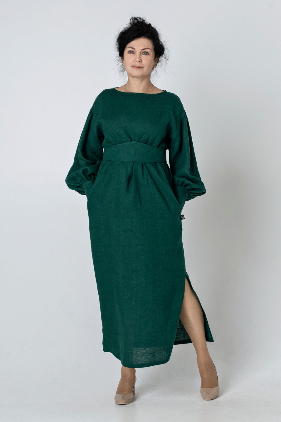 MELINDA | Linen Puff Sleeve Dress